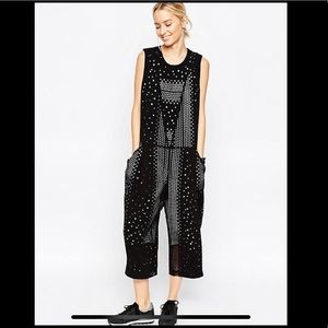 ASOS Jumpsuit with Laser Cut Detail S zip back w pockets!